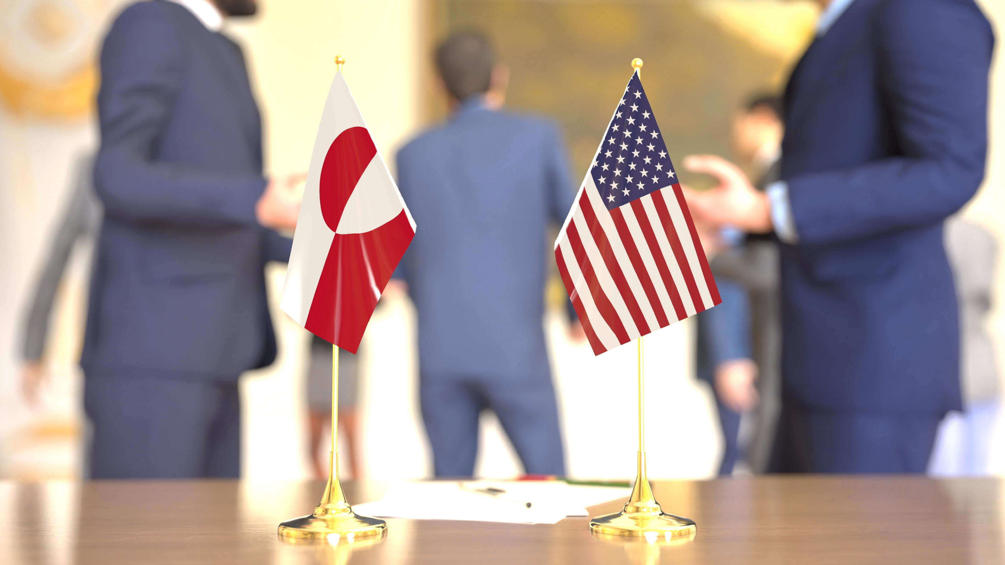 Grónská a americká vlajka